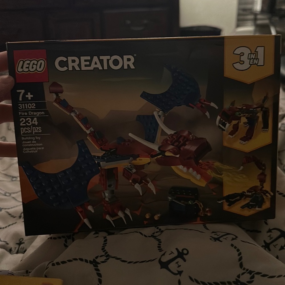 Mighty dinosaur, and fire dragon lego set